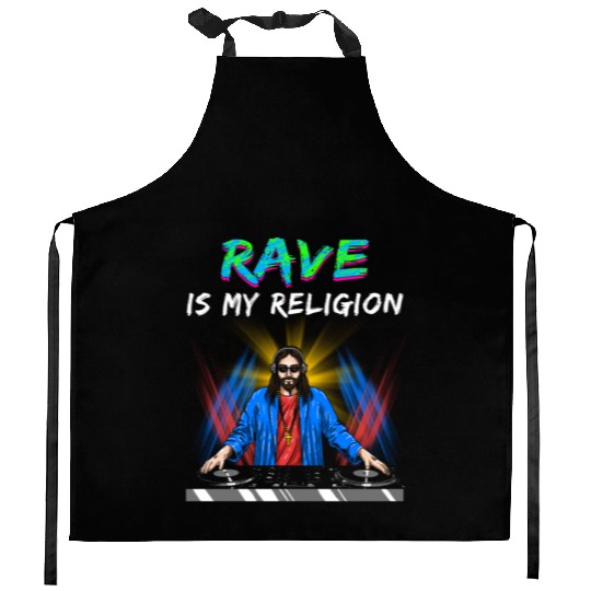 Rave Techno House Party EDM Festival Goa Electro Kitchen Aprons