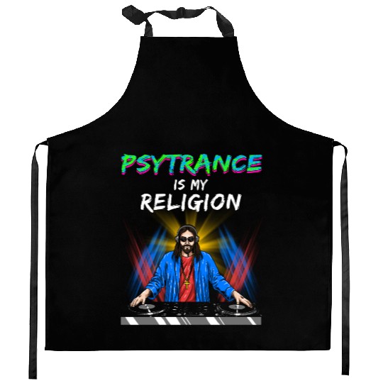 Techno House Party Edm Festival Goa Rave Psytrance Kitchen Aprons