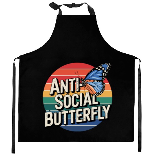 Butterfly No Talking Alone Left Alone Kitchen Aprons