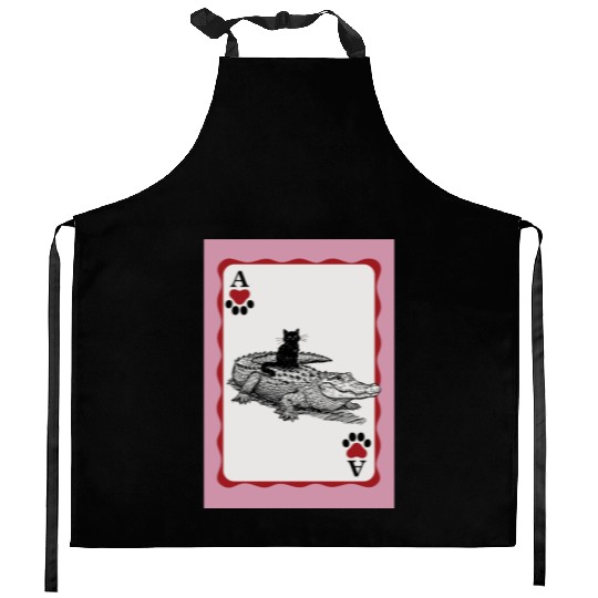 Black Cat Riding Alligator - Florida Retro Animal Kitchen Aprons