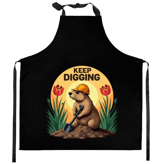 Industrious Groundhog Gardener Kitchen Aprons