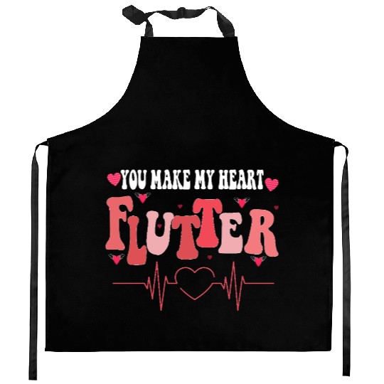 You Make My Heart Flutter Valentine nurse Celebra Kitchen Aprons