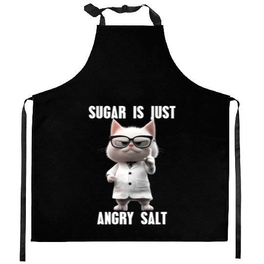 Sugar Is Just Angry Salt Cat Meme Science Kitchen Aprons