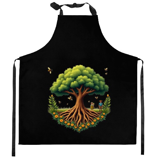 Tree of Life & Bees Kitchen Aprons