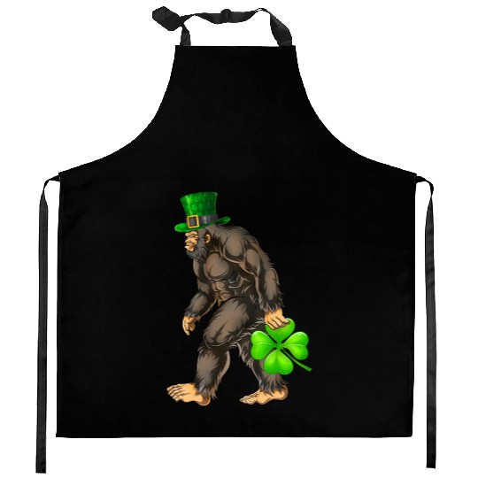 Vintage St Patricks Day Bigfoot Sasquatch Irish Kitchen Aprons