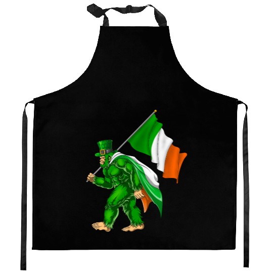 St. Patrick's Day Bigfoot Ireland Flag Kitchen Aprons