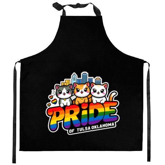 Pride of Tulsa City Oklahoma USA Rainbow Flag Kitchen Aprons