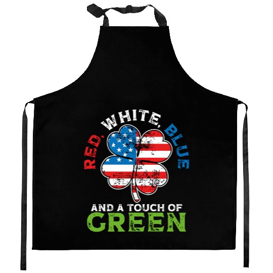 Red White Blue and a Touch of Green Irish USA Kitchen Aprons