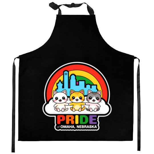 Pride of Omaha City Nebraska USA Rainbow Flag Kitchen Aprons