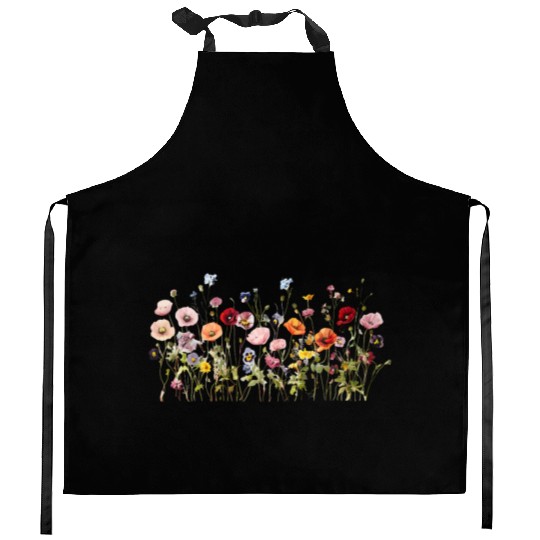 Wildflower Meadow – Natural Watercolor Blooms Kitchen Aprons