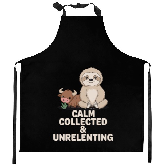 Taurus Zodiac Sloth Calm Collected & Unrelenting Kitchen Aprons