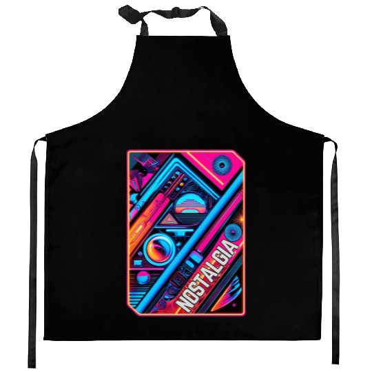 Neon Nostalgia - Vintage vibes Kitchen Aprons
