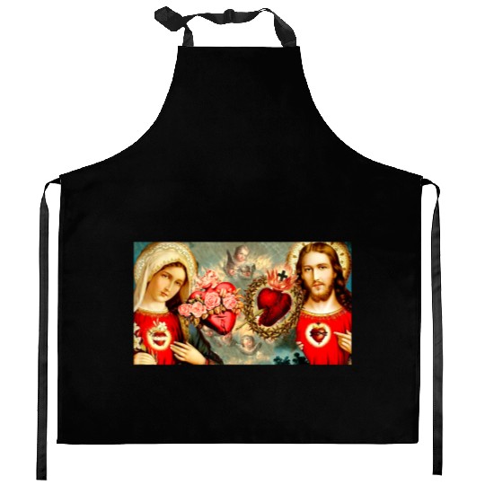 Sacred Heart and Immaculate Heart Jesus and Mary Kitchen Aprons