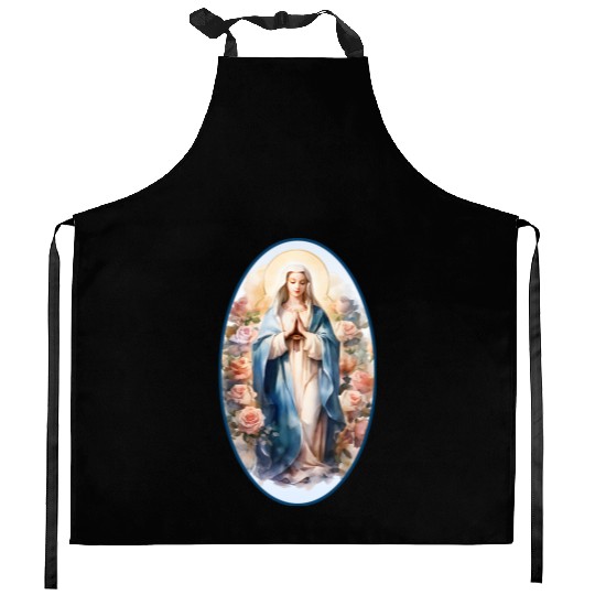 Blessed Mother Mary Knows Best Catholic Kitchen Aprons