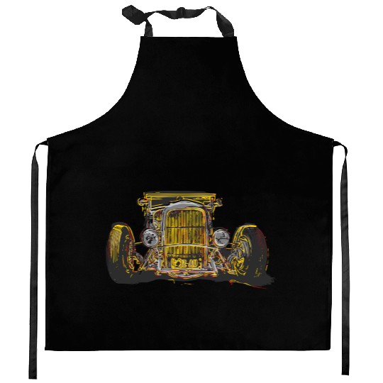Hot Rod head on Kitchen Aprons