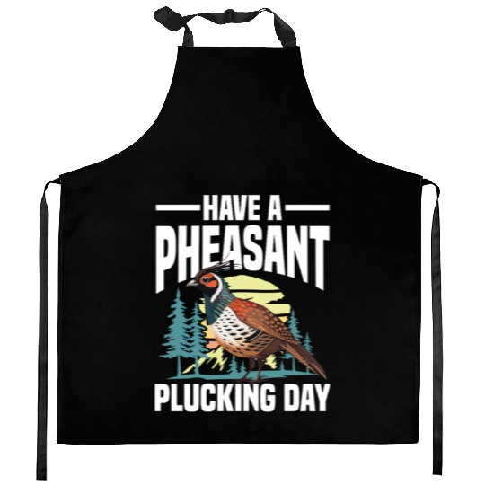 Pheasant Hunting for Hunters Kitchen Aprons