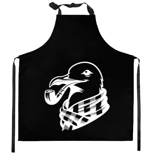 Pipe-diving Seafarer Seagull As A Coastal Motif Kitchen Aprons