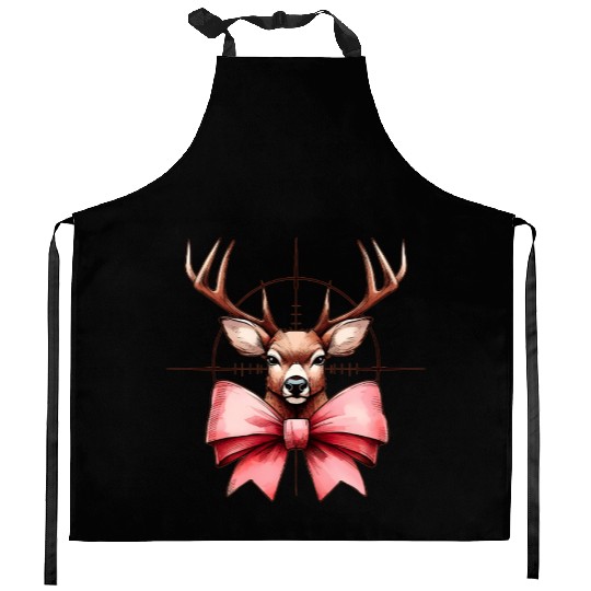 Coquette Bow Deer Hunting Hunter Pink Ribbon Mom Kitchen Aprons