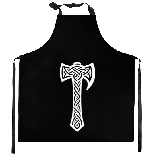Axe In Celtic Knot Tattoo Style Kitchen Aprons