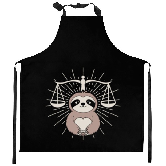 Charming Libra Zodiac Sloth Embrace Kitchen Aprons