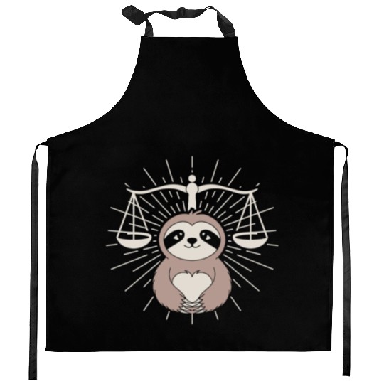 Charming Libra Zodiac Sloth Embrace Kitchen Aprons