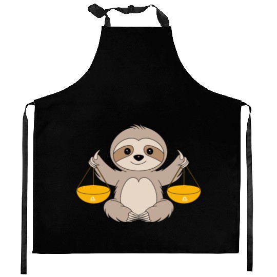Libra Zodiac Sloth Balancing Harmony Kitchen Aprons