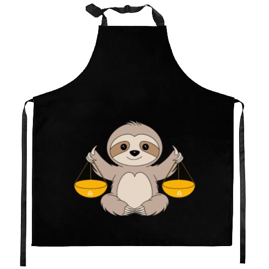 Libra Zodiac Sloth Balancing Harmony Kitchen Aprons