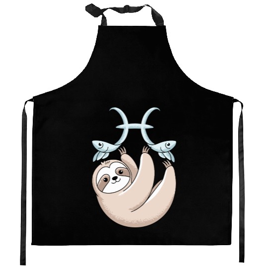 Pisces Zodiac Sloth Embracing Your Cosmic Calm Kitchen Aprons