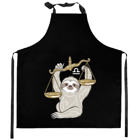 Charming Libra Zodiac Sloth Balancing Serenity Kitchen Aprons