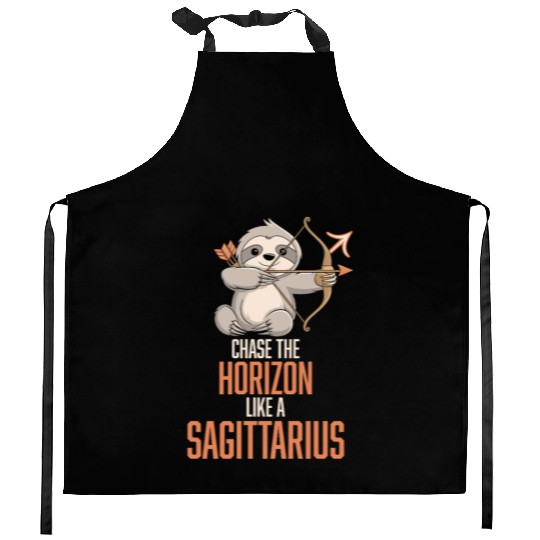 Chase The Horizon Like A Sagittarius Zodiac Sloth Kitchen Aprons
