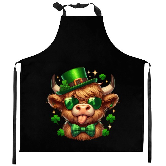 St Patricks Day Kitchen Aprons - Irish Lucky cow