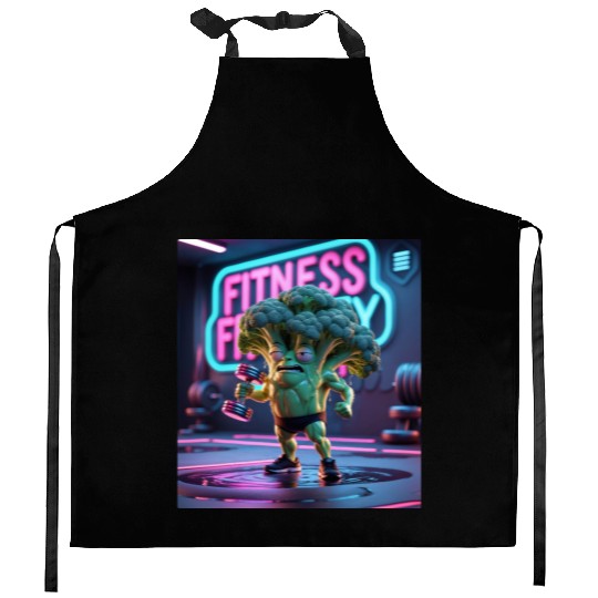 Cartoon Broccoli Gym Kitchen Aprons