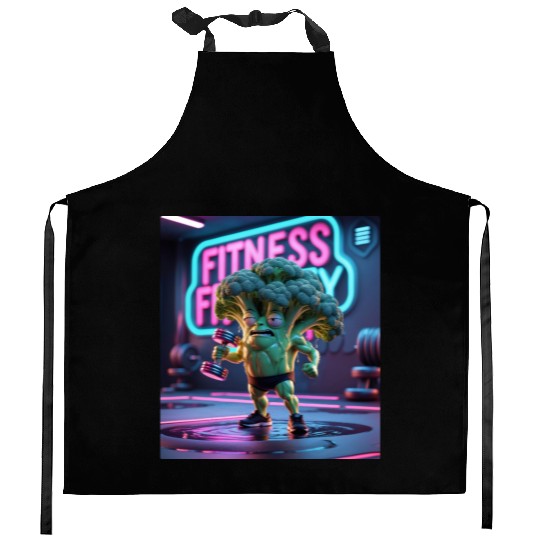 Cartoon Broccoli Gym Kitchen Aprons
