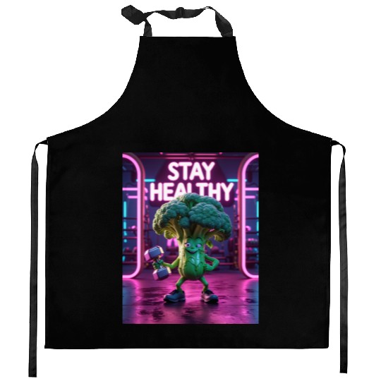 Broccoli Gym Workout STAY HEALTHY Kitchen Aprons