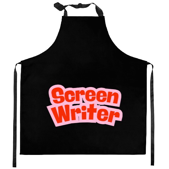 Screen Writer Red Text with Pink Border Kitchen Aprons