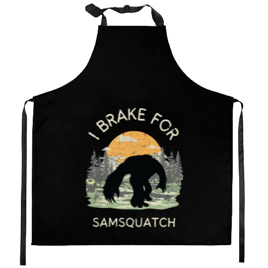 Funny Samsquatch Bigfoot Cryptid Camping Kitchen Aprons