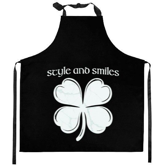 Style and Smiles Large Clover Graphic and Text Kitchen Aprons