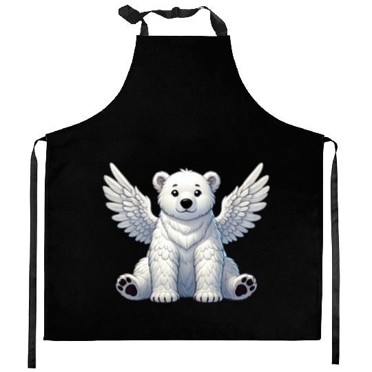 Cute Polar Bear Angel Cartoon Animal Illustration Kitchen Aprons