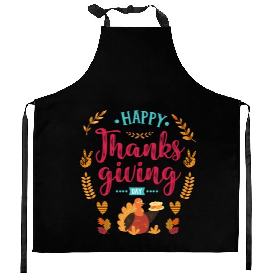 HAPPY THANKS GIVING GARDEN DAY Kitchen Aprons
