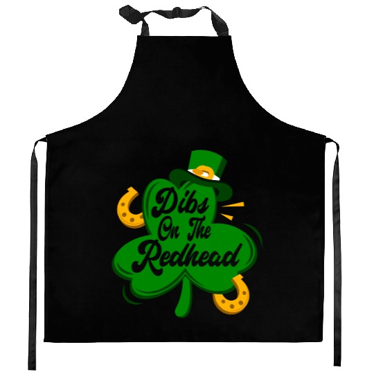 Dibs On The Redhead Funny St Patricks Day Drinking Kitchen Aprons