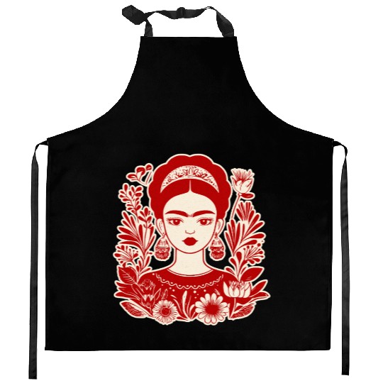 Frida Kahlo Illustration Feminist Art Kitchen Aprons
