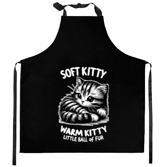 Soft Kitty (dark) Kitchen Aprons
