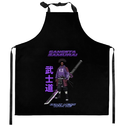 Gangsta Samurai - Afro Street Fighter Anime Manga Kitchen Aprons