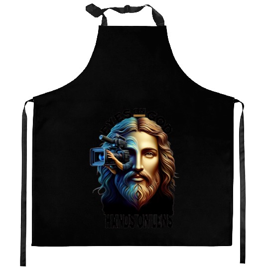 Eyes on God Hands On Lens Kitchen Aprons