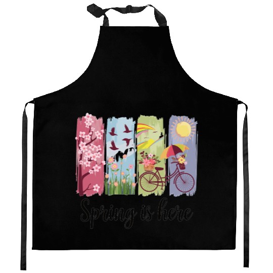 Spring Magic – Flowers, Bicycle & Nature Kitchen Aprons
