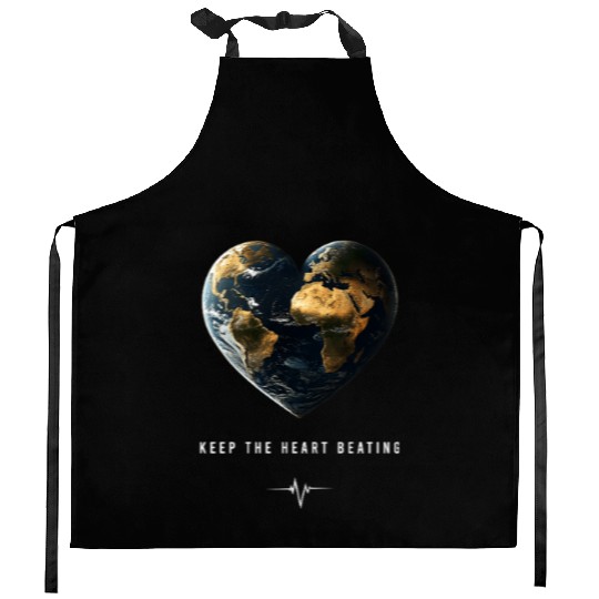Keep the Heart Beating Heart Earth Day Environment Kitchen Aprons