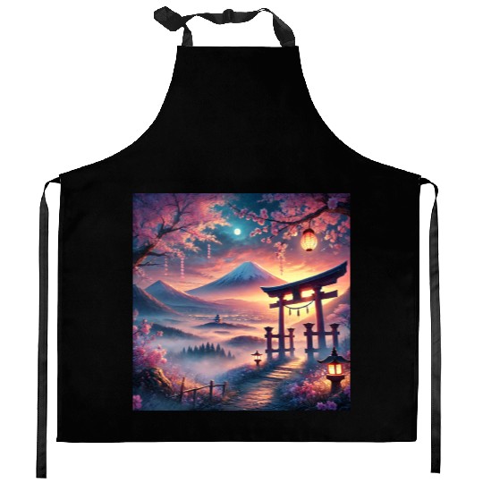 fuji sakura torii Kitchen Aprons