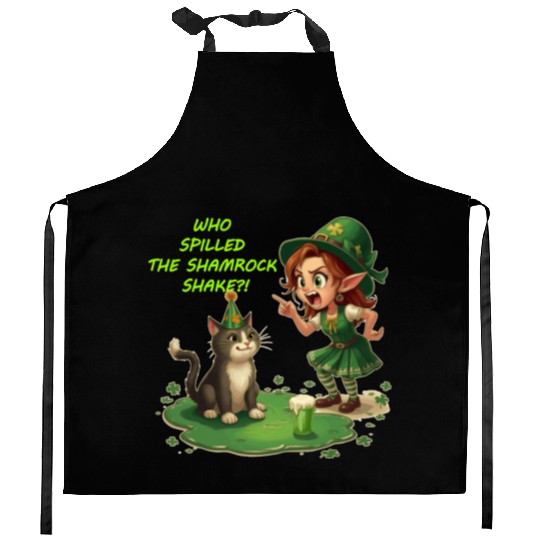 Who spilled the Shamrock Shake?! Kitchen Aprons