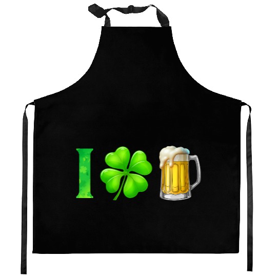 I Shamrock Beer Funny St Patrick's Day I Love Beer Kitchen Aprons
