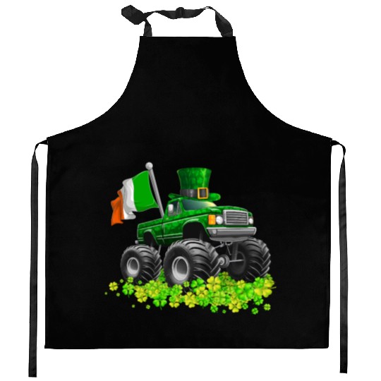 St Patricks Day Toddler Lucky Monster Truck Kitchen Aprons